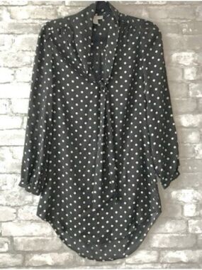 Forever 21 Black Blouse with White Polka Dots and Tie Neck